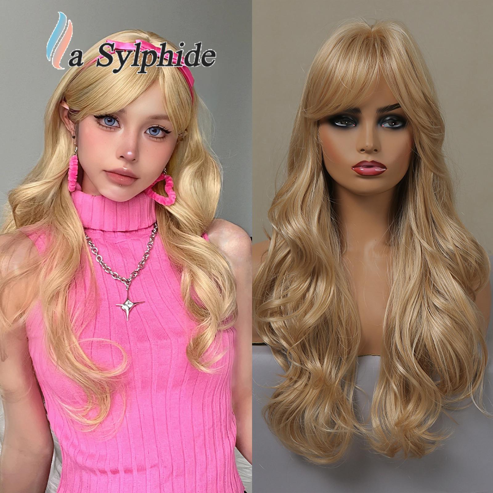 假发万圣节多巴胺假发女芭比同款全头套长卷发金色长刘海高温