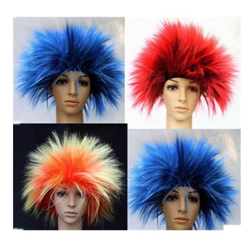 cosplay假发 化妆舞会男女彩色 球迷小丑假发 万圣节爆炸头假发