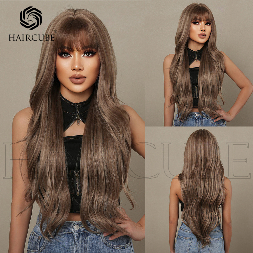 HAIRCUBE 24inch欧美风渐变棕长卷发假发头套女wigs跨境货源