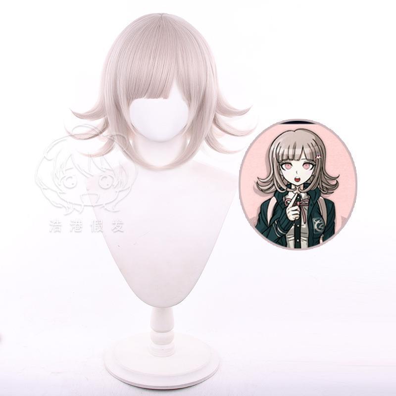 超级弹丸论破2 七海千秋cosplay假发 头饰 粉色 反翘短发