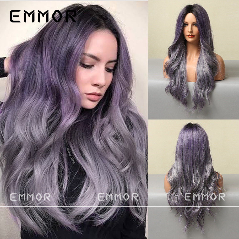 中分长卷发大波浪时尚紫色高温丝多色欧美cosplay假发女全头套wig
