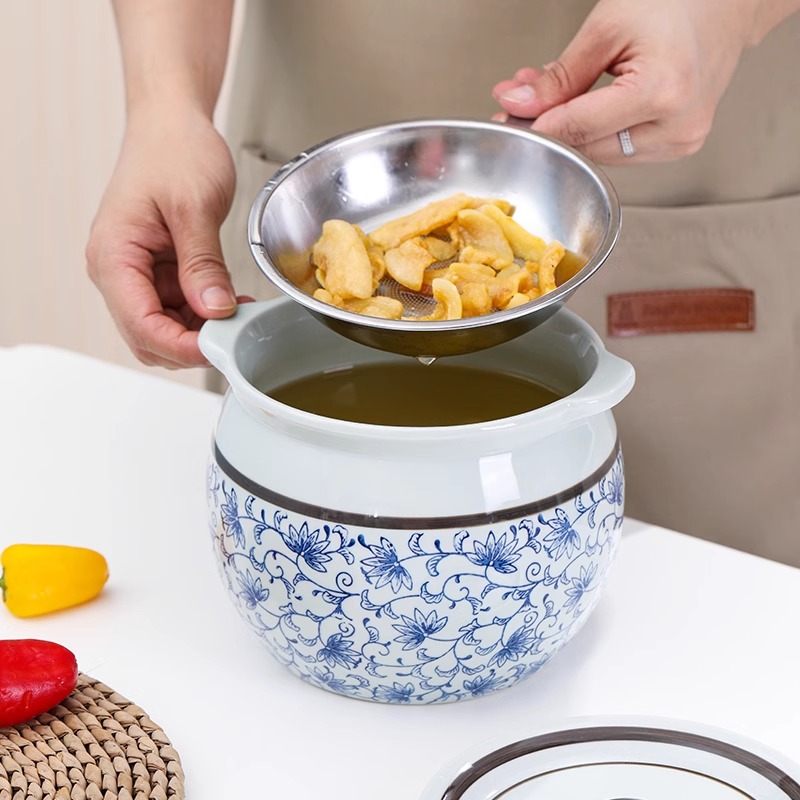 陶瓷无孔猪油罐家用密封盐罐厨房辣椒罐子带滤网油罐陶瓷罐食品级