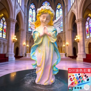 欧式复古桌面小天使女孩摆件石膏雕像创意桌面装饰品石膏像雕塑