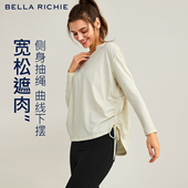 速干T恤瑜伽服上衣运动健身普拉提训练服 纯棉女士宽松遮臀长袖