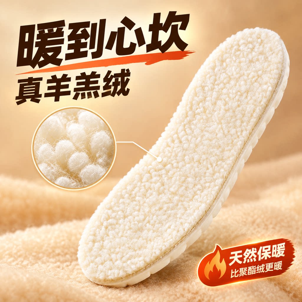 加厚羊羔绒保暖鞋垫女款零下40度