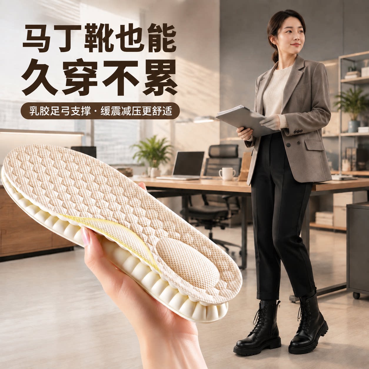 天然乳胶足弓支撑久站不累鞋垫
