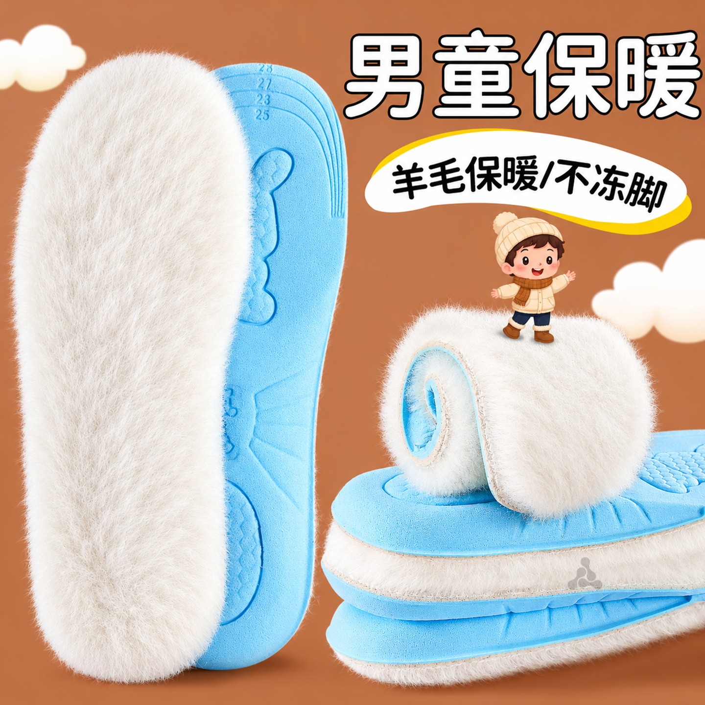 儿童冬季保暖鞋垫羊毛真羊毛宝宝