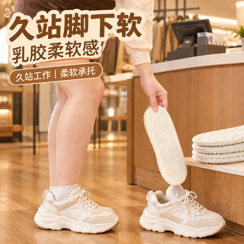 久站不累脚保暖鞋垫女加厚羊羔绒