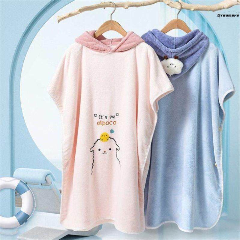 小孩洗澡浴巾裹身可穿式中大童斗篷浴袍儿童家用男童女孩2024厂家