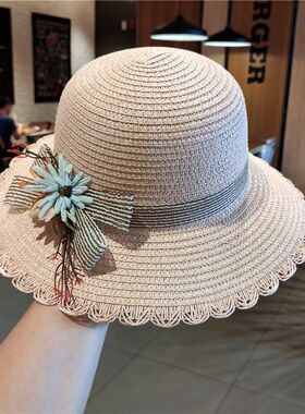 帽子女款2026新款花朵草帽夏沙滩