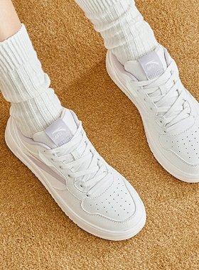 安踏板鞋女款低帮百搭防滑减震小白鞋舒适休闲运动鞋922418001Q-1