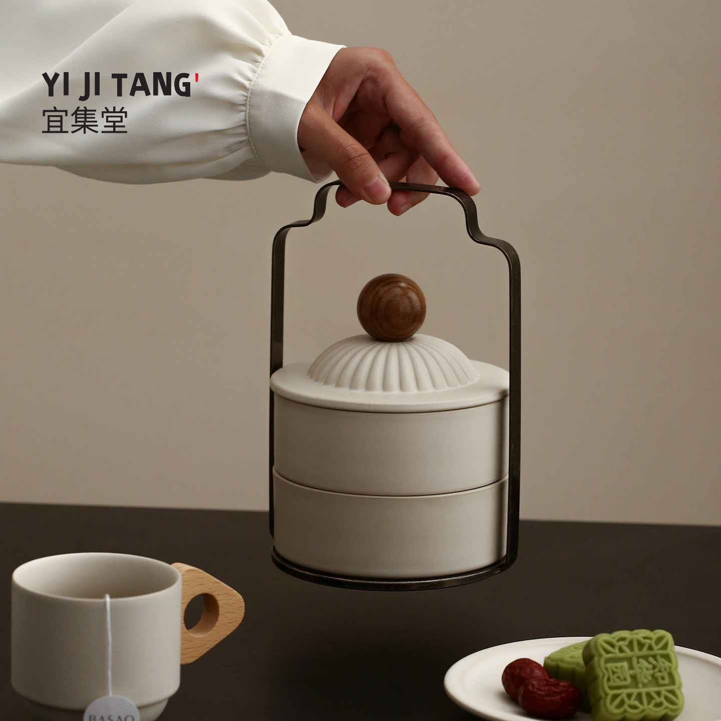 【爆款糕点果盘】双层百搭陶瓷盘图片