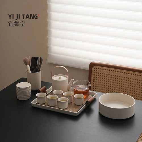 宜集堂Tso250cc中古风整套茶具套装家用陶瓷泡茶专用提梁壶高颜值