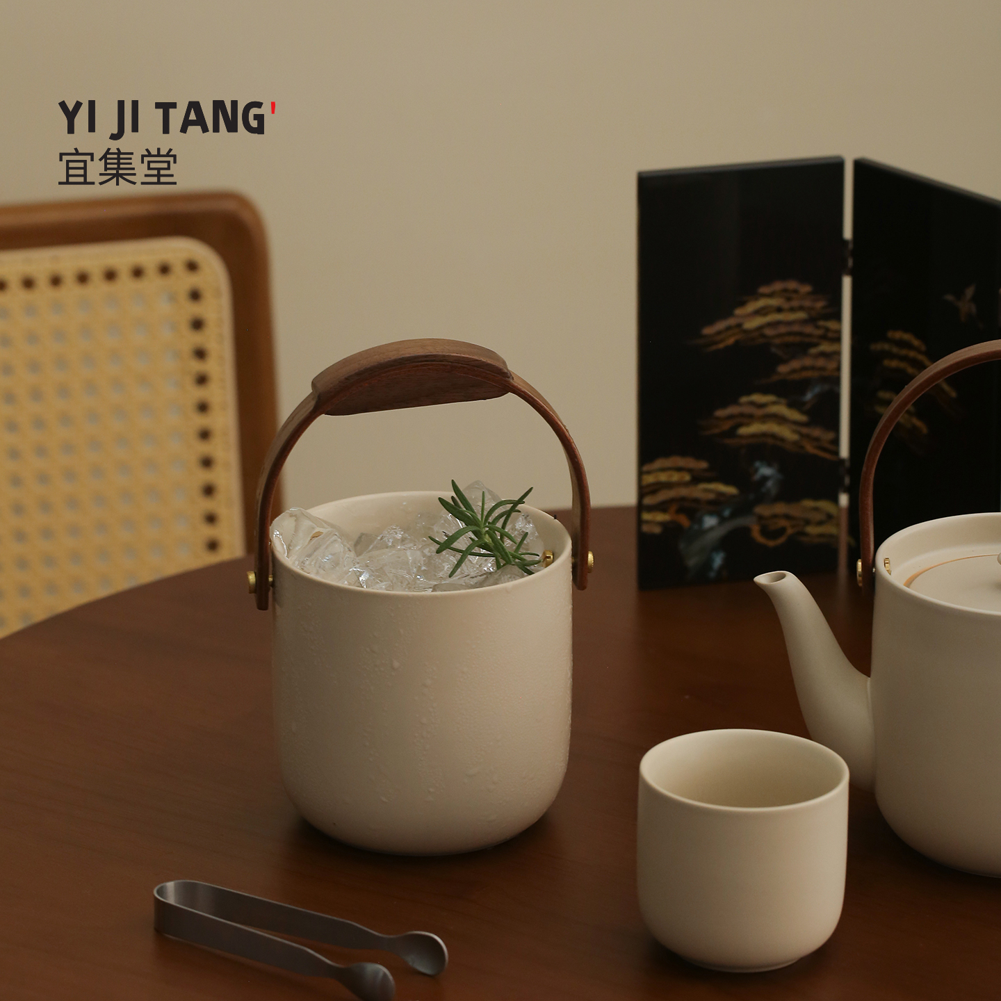 宜集堂INS中古啤酒冰桶陶瓷高级感冰酒冰镇威士忌冷泡茶家用酒吧
