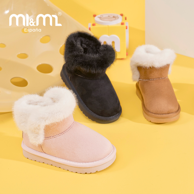 m1m2西班牙童鞋儿童雪地靴保暖防滑男童靴子女童棉靴冬季加绒短靴