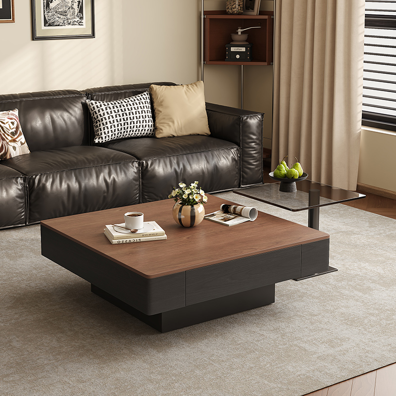 意式极简复古风实木茶几