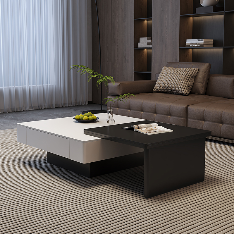 高级感家用现代客厅方形岩板茶几