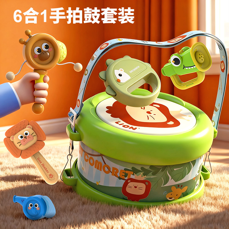 宝宝手拍鼓儿童玩具打击乐器婴儿铃鼓敲打婴儿鼓0一1岁6个月以上2