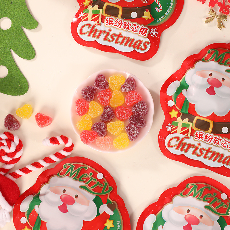 圣诞主题软糖水果味糖果圣诞老人造型彩色果味糖儿童零食礼品礼物