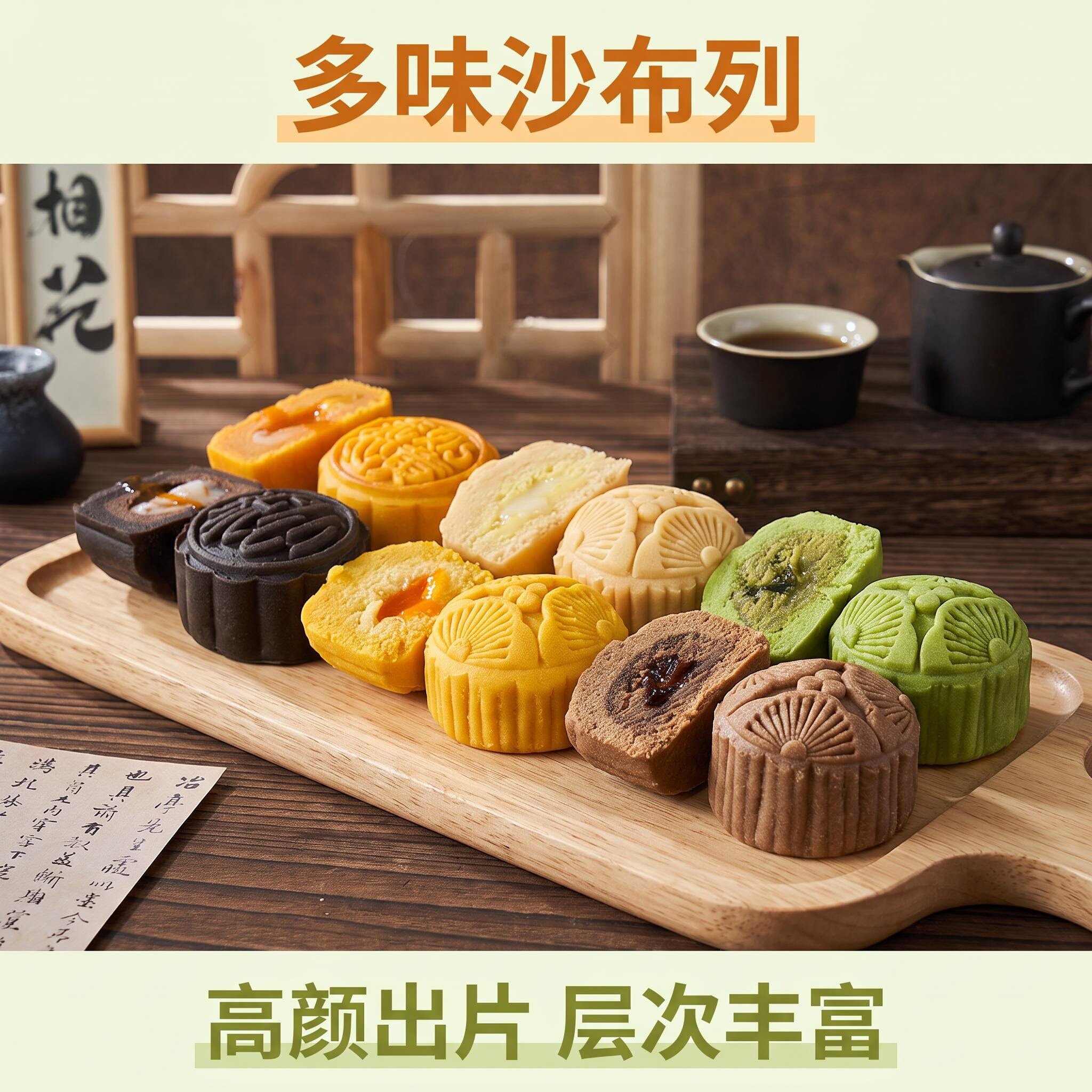 网红沙布列月饼高颜值脆皮流心月饼独立小包装中秋节日送礼糕点