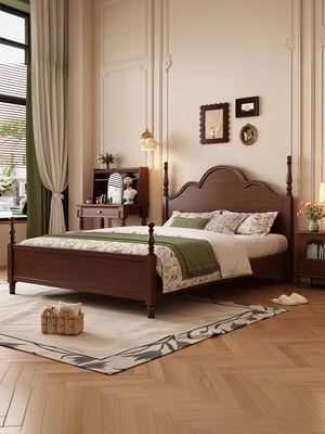 法式覆古实木床中古风安娜床2025年新款主卧全实木双人大床1.8米