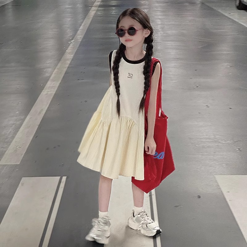 法国女童背心裙洋气夏季2025新款儿童超好看连衣裙女孩韩系穿搭夏