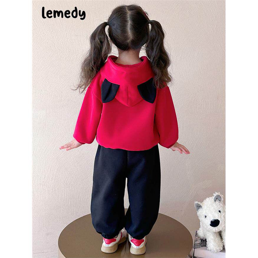 韩国Lemedy女童连帽卫衣套装秋装2025新款小女孩春秋季运动两件套