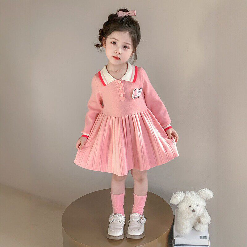 Next Alice女童连衣裙春装2026新款儿童洋气春秋时髦毛衣针织裙子