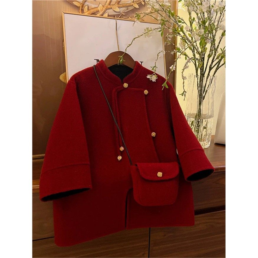 韩国Uamtor女童双面羊绒大衣冬款新款安可拉红年服中长款国风外套,童装/婴儿装/亲子装,呢大衣,淘宝优惠券,粉丝福利购,淘宝优惠卷