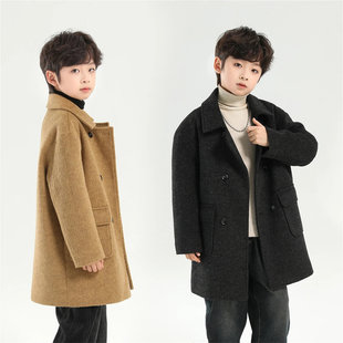 韩国Uamtor男童加棉呢大衣秋冬季新款中长款洋气韩版加厚保暖外套