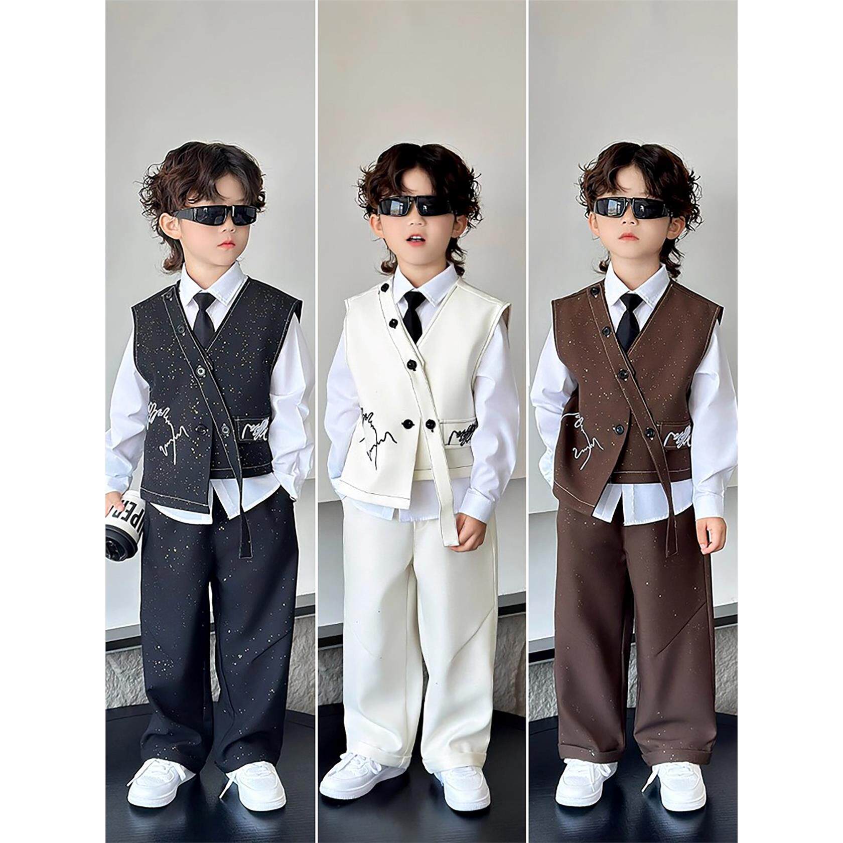 法国Uamtor儿童西装套装春秋新款2025婚礼花童礼服男童走秀演出服