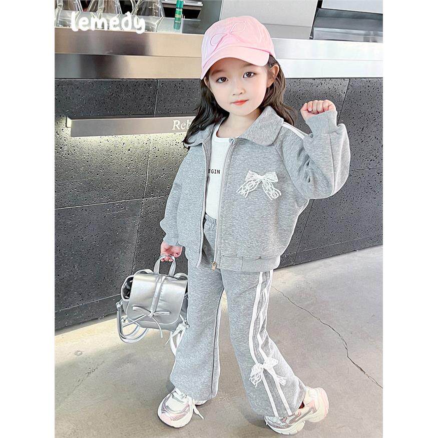 韩国Lemedy女童卫衣套装春秋2025新款小儿童秋装女宝宝运动两件套