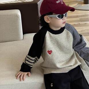 儿童毛衣男童上衣秋冬2025新款打底衫男宝痞帅风内搭秋装针织衫潮
