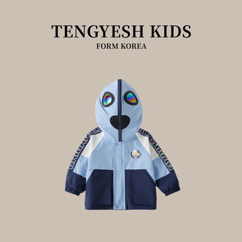 韩国TENGYESH奥特曼男童春秋外套2025新款洋气宝宝风衣酷帅冲锋衣