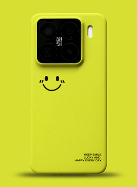 适用于小米15手机壳新品15pro男女款小众文艺个性极简风ins笑脸英文mi14高级感黄绿色半包超薄硬保护套13大孔