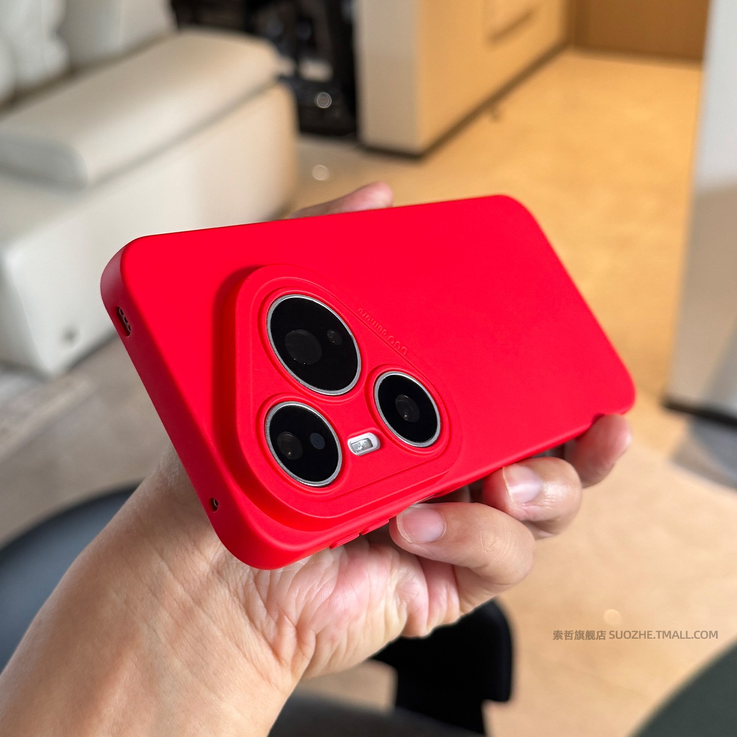 索哲适用于华为pura80pro手机壳新品P80系列个性小众简约纯色pura70镜头全包防摔ultra红色软胶保护套pro+