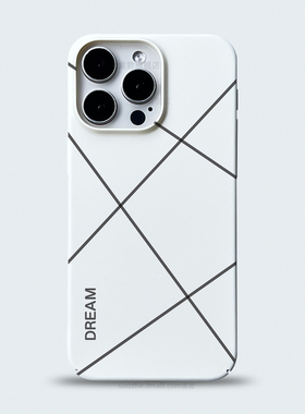 适用于苹果16promax手机壳新品15pro硬壳plus男女款文艺个性线条英文梦想iPhone14高级感白色13全包超薄防摔2