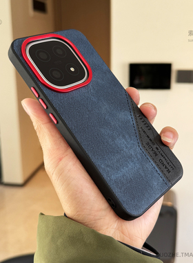 索哲适用于iqoo15手机壳小众男士款蓝色牛仔布纹拼接iqoo15ultra全包防指纹摔汗保护套z11turbo撞色金属镜头