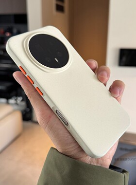 索哲适用于荣耀magic8pro手机壳小众简约白色粗磨砂防指纹保护套magic8岩砂强磁吸500全包独立金属按键防摔