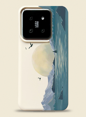 适用小米14手机壳新款14pro男女唯美抽象艺术油画风景mi13白色超薄磨砂保护套红米k60镜头不包苹果15Promax软