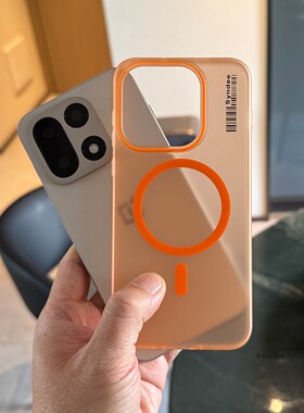 索哲适用于一加15手机壳半透明磨砂一加13t小众高级感橙色冰雾磁吸充电ace6全包超薄肤感ace5至尊版大孔ace2