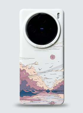 适用于vivox200pro手机壳新款x100ultra男女文艺唯美个性小清新油画风景x100s白色半包超薄磨砂x90镜头不包套