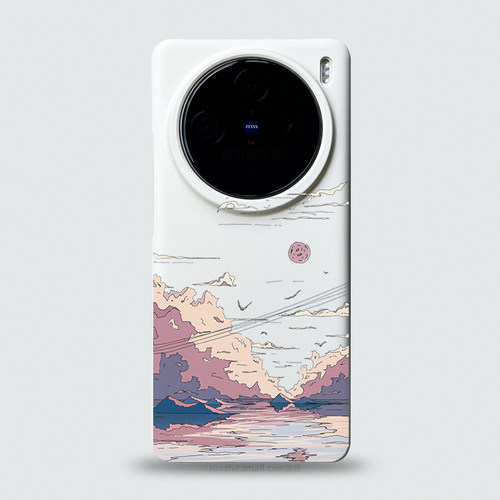 适用于vivox200pro手机壳新款x100ultra男女文艺唯美个性小清新油画风景x100s白色半包超薄磨砂x90镜头不包套