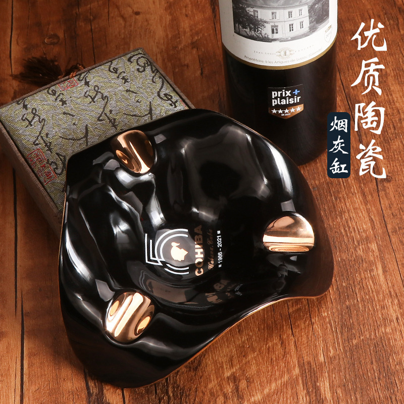 网红雪茄三件套直冲火机金属雪茄剪陶瓷烟缸鲁宾斯基雪茄套装