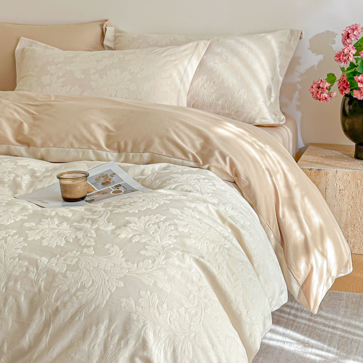 高档全棉提花床上四件套纯棉100被套罩床单床笠三件套高级感床品4,床上用品,床品套件/四件套/多件套,淘宝优惠券,粉丝福利购,淘宝优惠卷