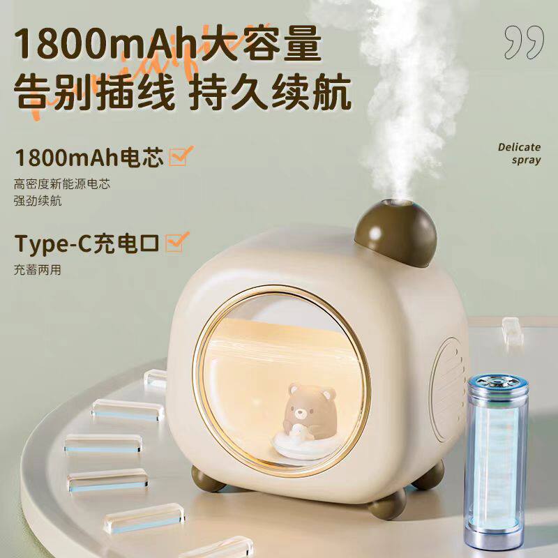 USB卡通公仔加湿器夜灯可