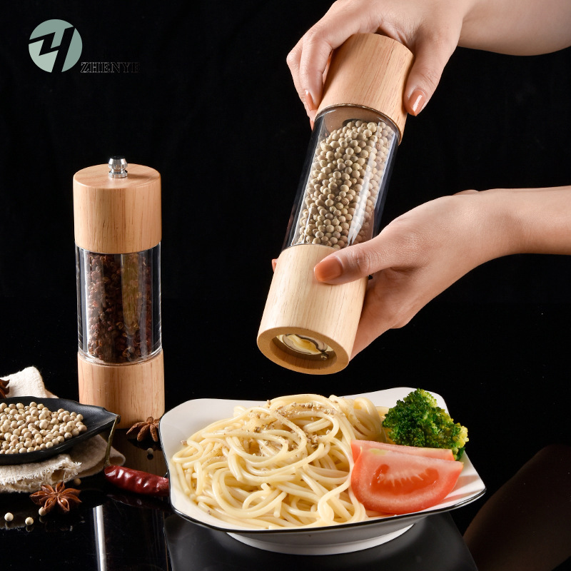 橡木压克力胡椒研磨器手动磨粉器 胡椒花椒研磨器厨房小工具