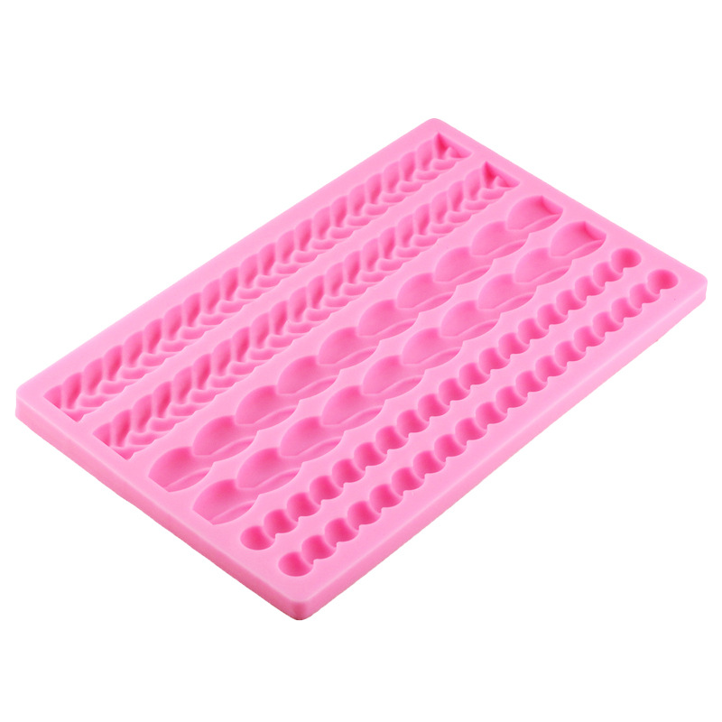 珍珠麻花编织带硅胶模具 麻花绳子围边造型翻糖模具 DIY烘培模具