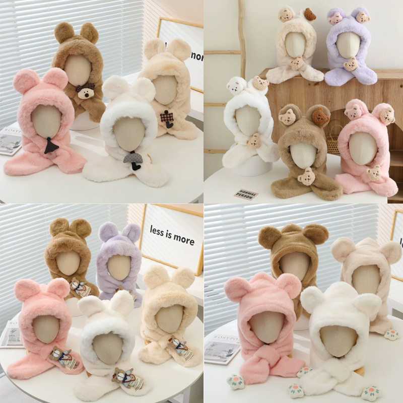 儿童帽子围巾一体秋冬两件套保暖可爱加厚宝宝帽男女童冬天护耳帽,童装/婴儿装/亲子装,围巾,淘宝优惠券,粉丝福利购,淘宝优惠卷