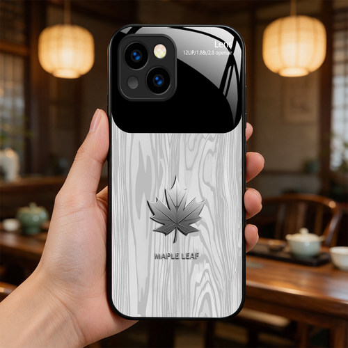 【iPhone 15 Plus专用】A10013枫叶奢华冰透玻璃手机壳，券后价只要38元